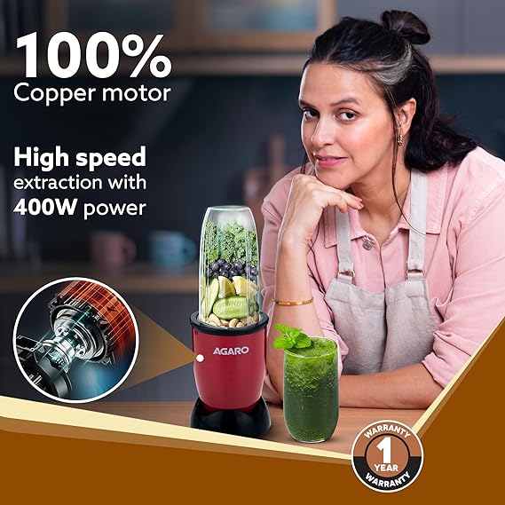 Agaro Plastic Regal 400W Juicer Mixer Grinder with 3 jar