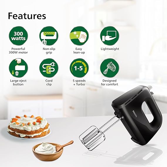 Philips HR3705/10 300 W Lightweight Hand Mixer