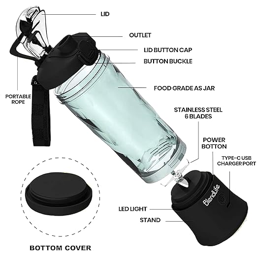 Blendlife Pro 230W 600ml Portable Blender With Sipper For Juices & Shakes