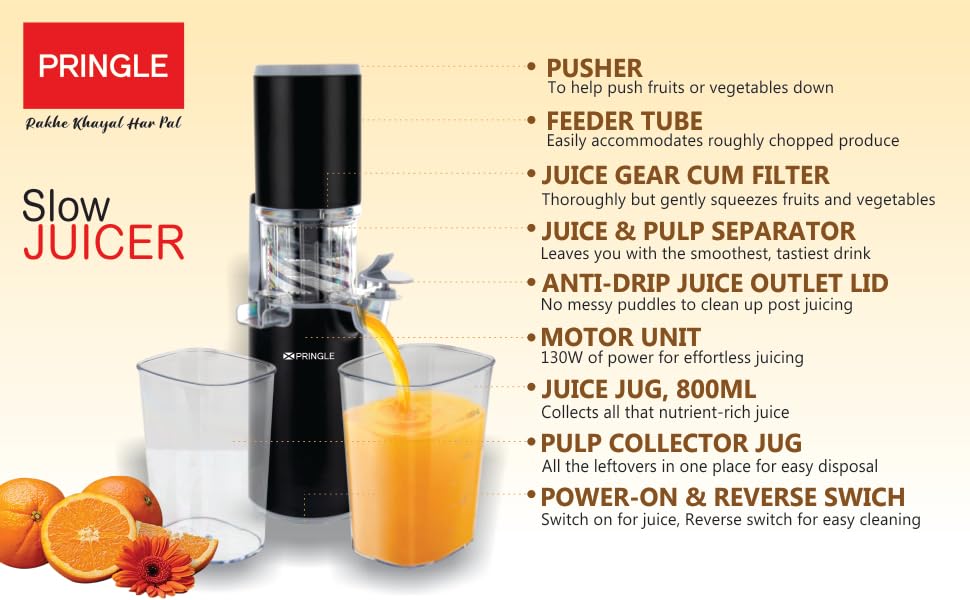 Pringle 130W Easy Juice Cold Press Slow Juicer