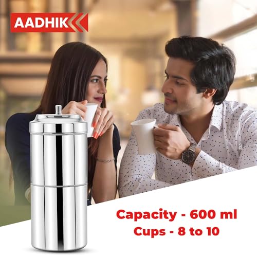 Aadhik South Indian Filter Coffee Maker 8-10 cups,600 ml Stainless Steel Coffee Maker