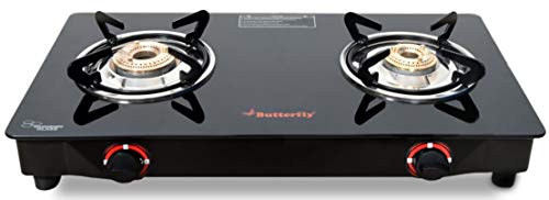Butterfly Smart Glass Top 2 Burner Open Gas Stove