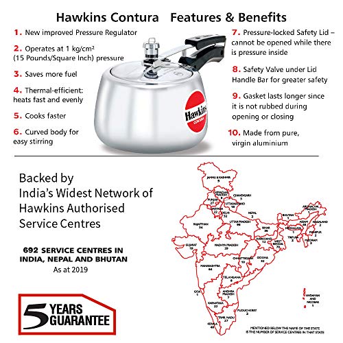 Hawkins Contura Pressure Cooker | 3 Litre | Silver -HC30