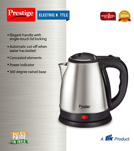 Prestige Electric Kettle PKOSS - 1500watts, Steel (1.5Ltr), Black