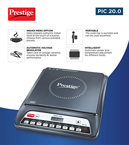 Prestige PIC 20 1600 Watt Induction Cooktop with Push button, Black