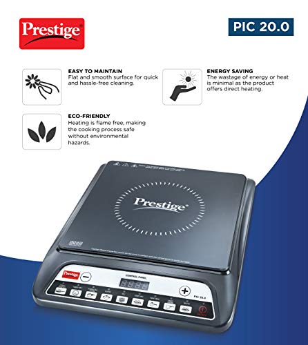 Prestige PIC 20 1600 Watt Induction Cooktop with Push button, Black
