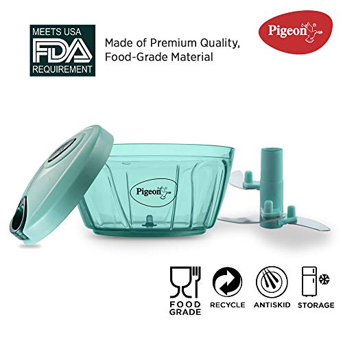 Pigeon Plastic Mini Handy and Compact Chopper with 3 Blades (12420, Green , 400 ml)