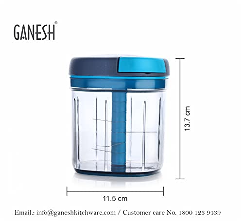 Ganesh Master Chopper with 5 Stainless Steel Blades, XL Large Jumbo Chopper, 900ml