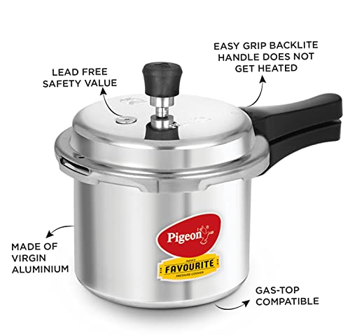 Pigeon by Stovekraft Favourite Non Induction Aluminium Pressure Cooker, 3L, Silver