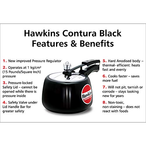 Hawkins Contura Hard Anodised Aluminium Pressure Cooker, 3ltrs
