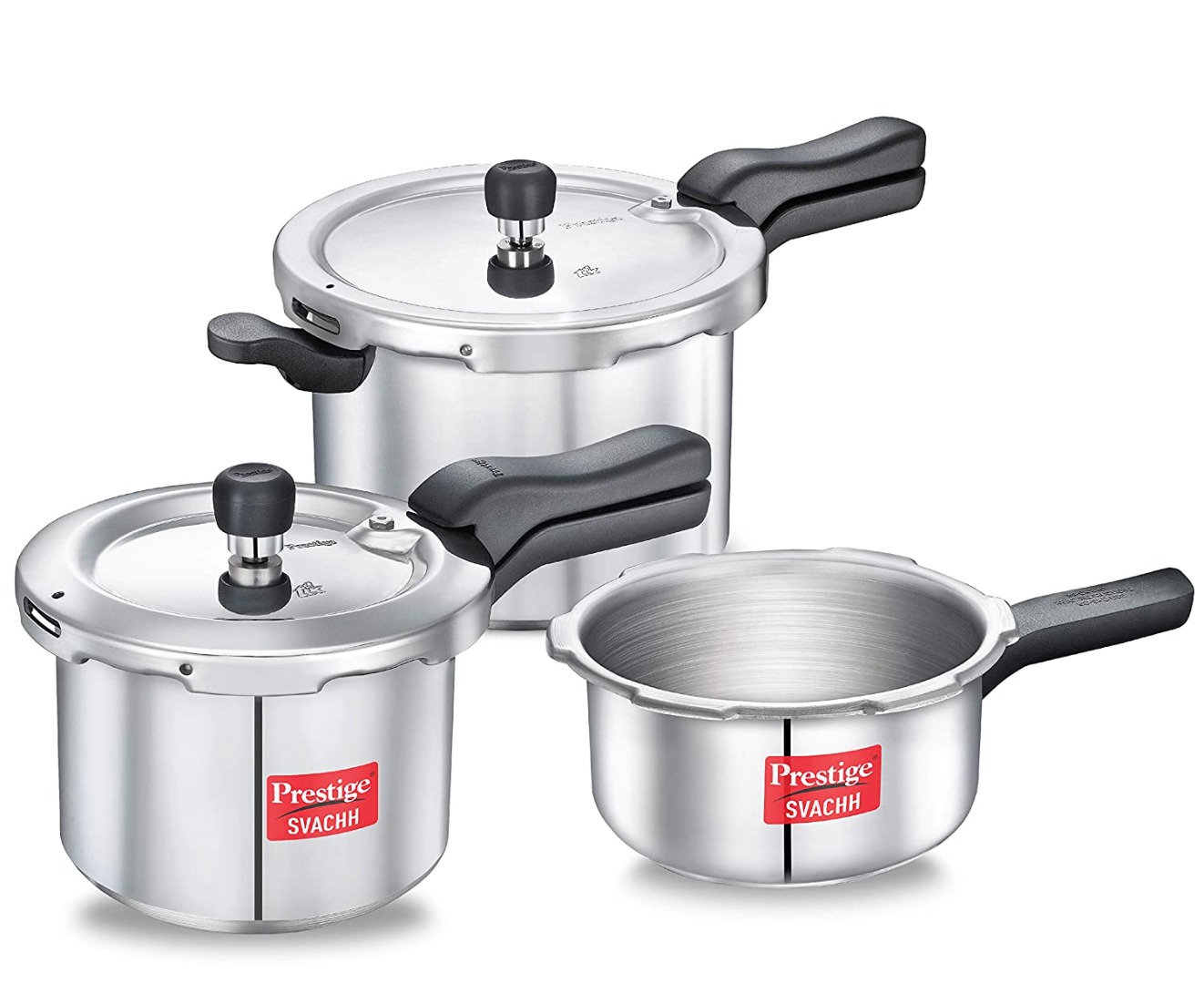 Prestige Svachh Aluminium 2 + 3 + 5 Litre Combo cooker with Induction Base