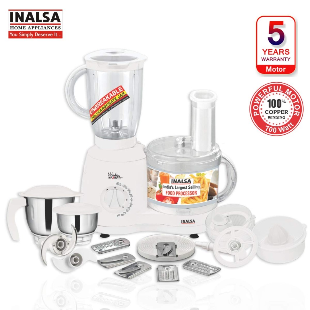 INALSA Food Processor Wonder Maxie Plus - 11 Accessories - 700 Watt