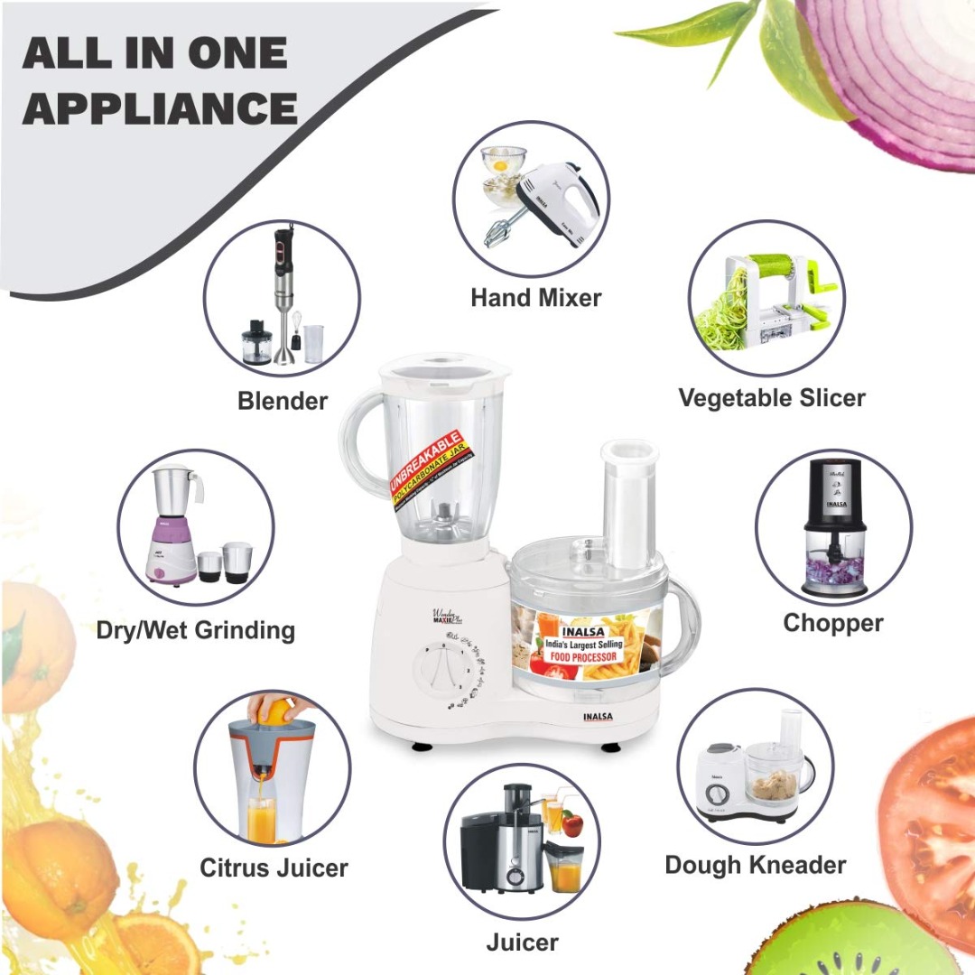 INALSA Food Processor Wonder Maxie Plus - 11 Accessories - 700 Watt