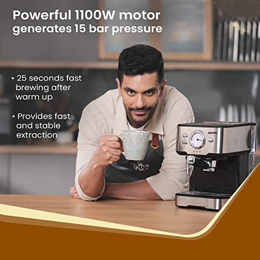 AGARO Imperial Espresso Coffee Maker Coffee Machine | Silver
