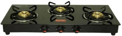 Prestige Magic Glass Top Gas Stove GTMC 03 Tri Pin Burners, Black