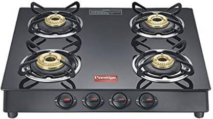Prestige Marvel Plus 4 Burner Glass Top GTM 04 Gas Stove, Black