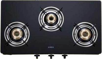Elica Vetro Glass Top 3 Burner Gas Stove (703 CT VETRO BLK)