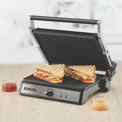 Borosil Super Jumbo 180 Degree 2000-Watt Grill Sandwich Maker | Silver