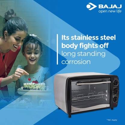 Bajaj Majesty 1603 TSS 16L Oven Toaster Griller (OTG) with Power Coated Stainless Steel Body, Silver