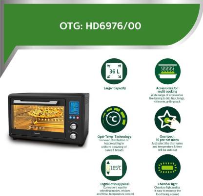 Philips HD6976-00 2000W Digital Oven Toaster Grill, 36 liters