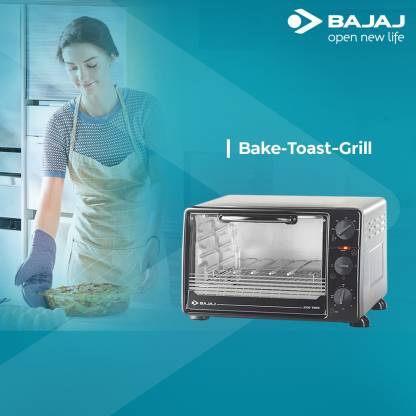 Bajaj 2200 TMSS Oven Toaster Griller (OTG) with Motorised Rotisserie and Stainless Steel Body, Black & Silver, 22 Liter
