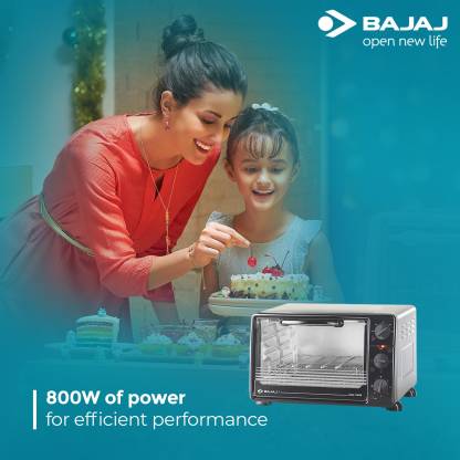 Bajaj 2200 TMSS Oven Toaster Griller (OTG) with Motorised Rotisserie and Stainless Steel Body, Black & Silver, 22 Liter