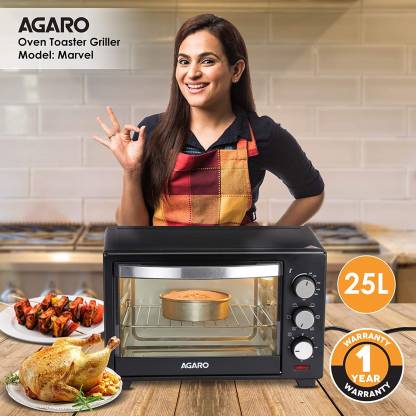 AGARO Marvel Oven Toaster Grill with Motorized Rotisserie & 5 Heating Modes, Black, 25 litres
