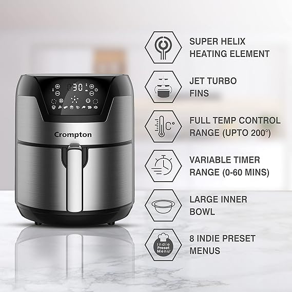 Crompton NourisPro DG 1500 Watts Digital Air Fryer