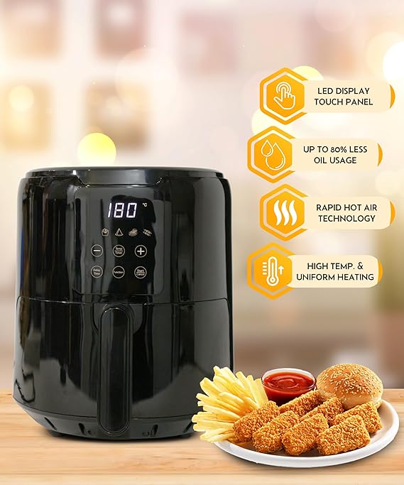 KENT Star 1300 Watt Air Fryer with LED Display Touch Panel