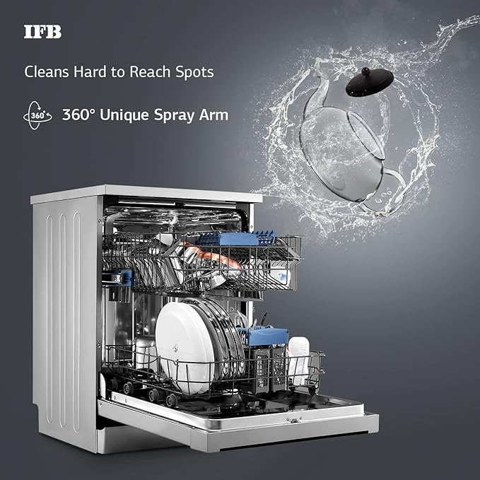 IFB 12 Place Settings Hot Water Wash Free Standing Dishwasher Neptune VX