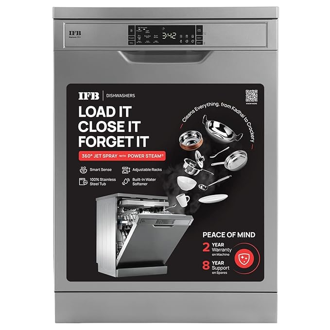 IFB 12 Place Settings Hot water wash Free Standing Dishwasher Neptune VX1