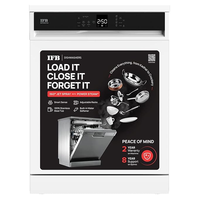 IFB 14 Place Settings Hot water wash Free Standing Dishwasher Neptune FX2