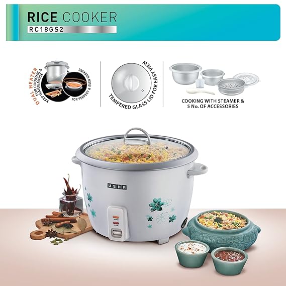 Usha RC18GS2 Steamer 1.8L Watt Automatic Rice Cooker