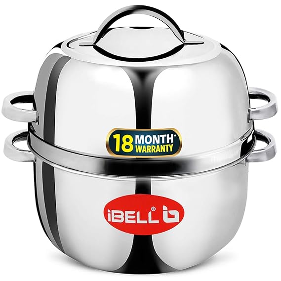 iBELL Stainless Steel Steam Pot, Thermal Rice Cooker with Rubber Gasket