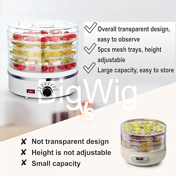 BigWig Food Dehydrator Machine | Snacks Food Dryer | Fruit Vegetable Food Jerky Spice | Meat Drying Machine