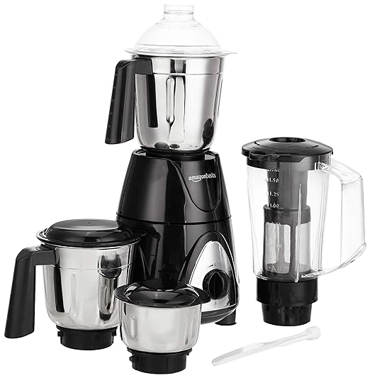 Amazon Basics Premium 750 Watt Mixer Grinder (3 Stainless Steel Jar, 1 Juicer Jar)