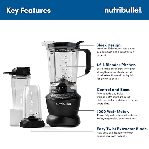 Nutribullet 1000W Combo Blender/Mixer Grinder with 2 Unbreakable Jars