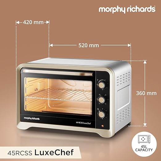 Morphy Richards 45 RCSS 45 L 1800W Luxechef Stainless Steel Body Oven Toaster Griller