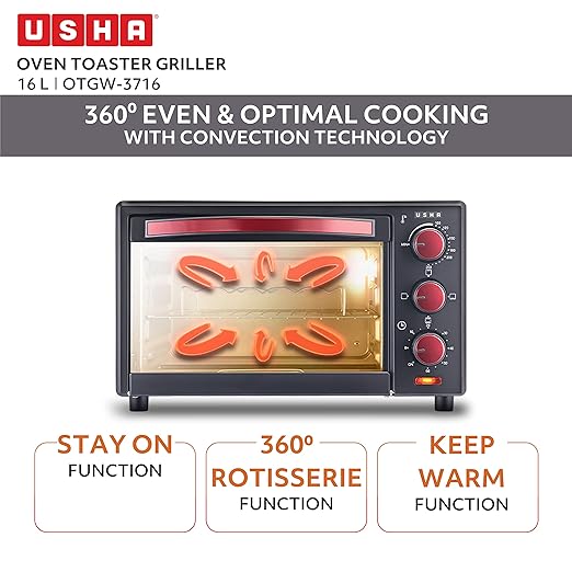 Usha 3716 16 L 1200W Oven Toaster Grill With 5 Accessories