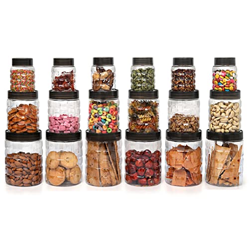 Cello Checkers Plastic PET Canister Set, 18 Pieces, Clear
