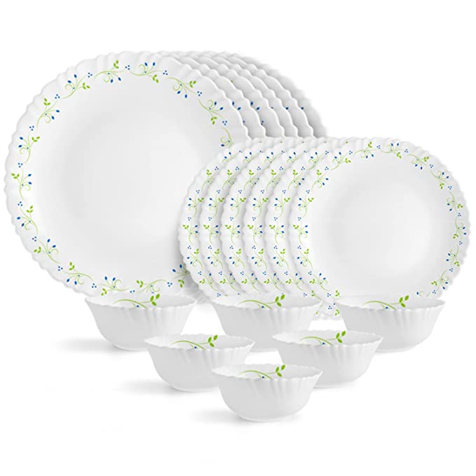 Cello Opalware Dazzle Tropical Lagoon Dinner Set | 18Pcs | White
