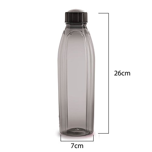 Cello Crystal PET Bottle Set | 1 ltr | Set of 6 | Black