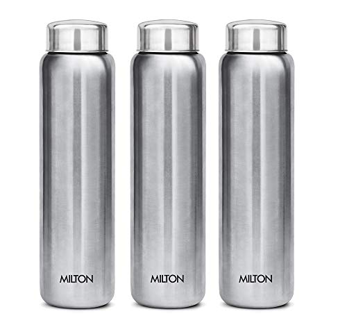 Milton Aqua 1000 Stainless Steel Water Bottle, 950 ml Each, Set of 3, Silver