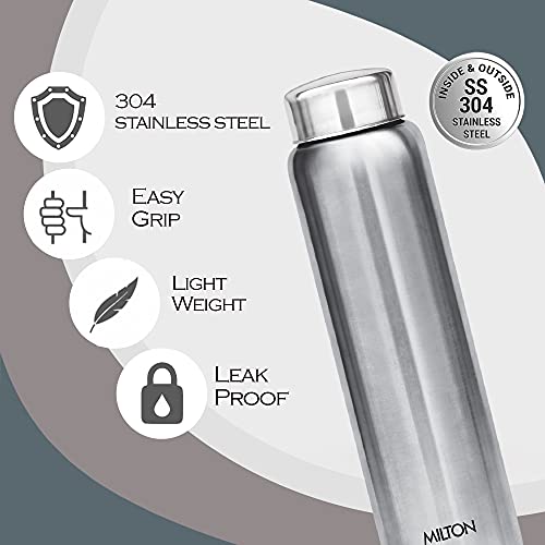 Milton Aqua 1000 Stainless Steel Water Bottle, 950 ml Each, Set of 3, Silver