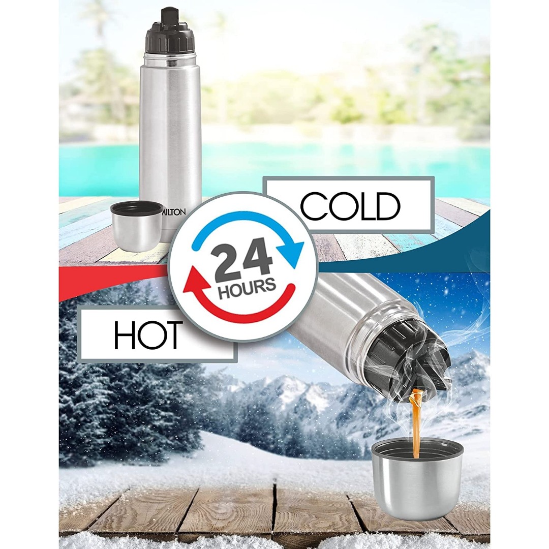 Milton Thermosteel Flip Lid Flask, 500 milliliters, Silver