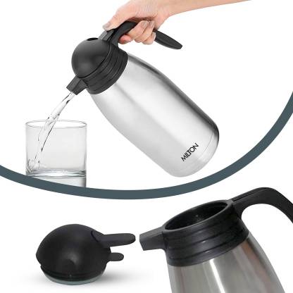 Milton Thermosteel Carafe 24 Hours Hot or Cold Tea-Coffee Pot | 2000 ml | Silver - Stainless Steel