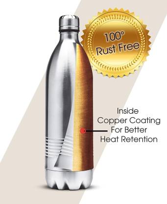Milton Duo DLX 1000 Thermosteel 24 Hours Hot and Cold Water Bottle | 1 Litre | Silver