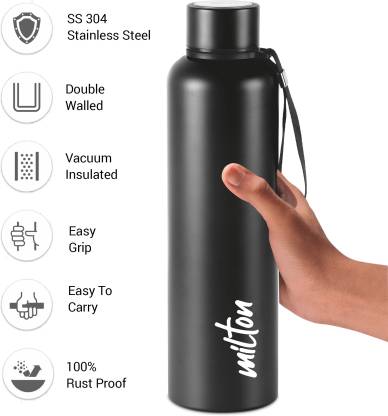 Milton Aura 1000 Thermosteel Bottle, 105 Litre, Black