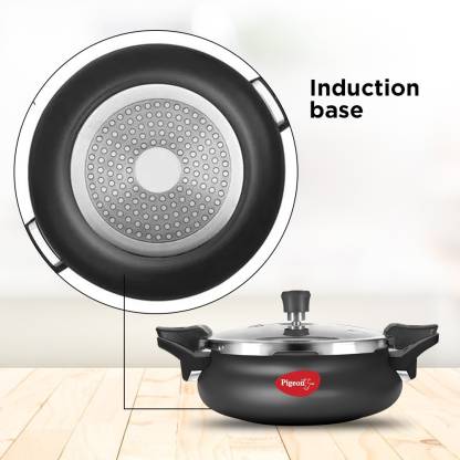 Pigeon by Stovekraft Super Cooker 620-H Aluminium Hard Anodised Outer Lid Pressure Cooker | 3 Litre | Black