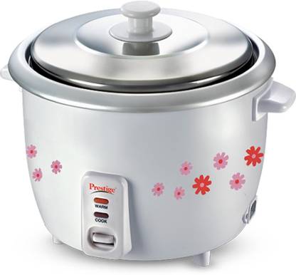 Prestige PRWO 18-2 700-Watts Delight Electric Rice Cooker with 2 Aluminium Cooking Pans, 18L, White